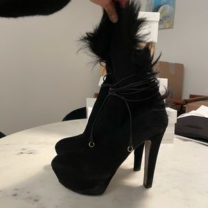 Sergio Rossi suede fur booties 36